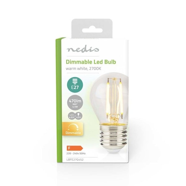 Ampoule LED Filament E27 Dekorativ G45 4,5 W Dimbar Retro Stil Nedis Transparent Vit