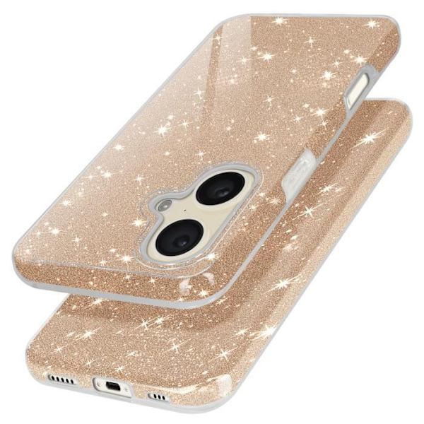 Glitter Case til iPhone 16 Plus - AVIZAR - Silikone og polycarbonat - Gul - Skinnende - Blandet Gul
