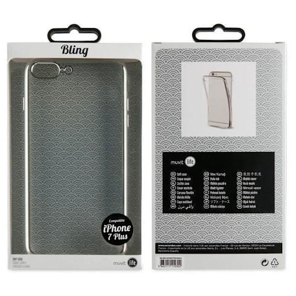 MUVIT LIFE Bling Silver -kotelo: Apple iPhone 6+ / 6S+ / 7+ / 8+