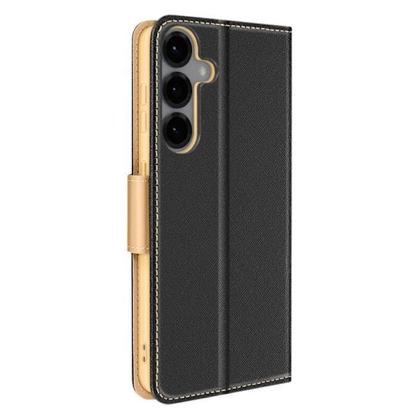 Etui til Samsung Galaxy S25 Pung Læder Saffiano Fancy Sort / Guld Svart