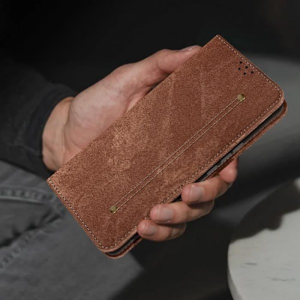 AVIZAR Denim Wallet Case til Honor Magic 6 Lite 5G - Brun - Videosupport kastanj