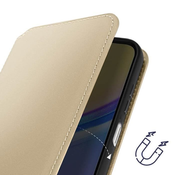 AVIZAR Suojakuori Samsung Galaxy A15 5G:lle - kaksitaskuinen ja kultainen jalustatoiminto Gul