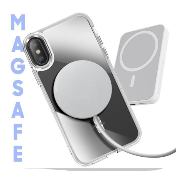Coque MagSafe för iPhone XS och X Bakre Crystal Färg Silver Grå