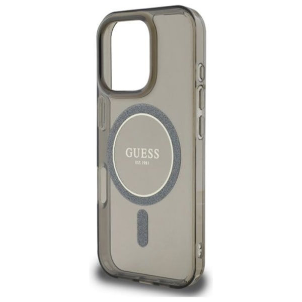 Coque för iPhone 16 Pro - Guess IML Glitter Circle MagSafe MagSafe MagSafe (GUHMP16LHFGEREK) - Svart