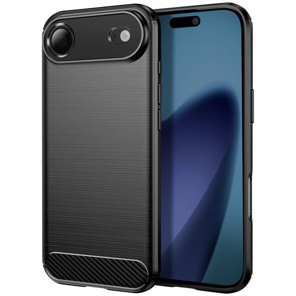Silikoneetui til iPhone 17 Air med Carbon Effekt Børstet Tekstur Sort Svart