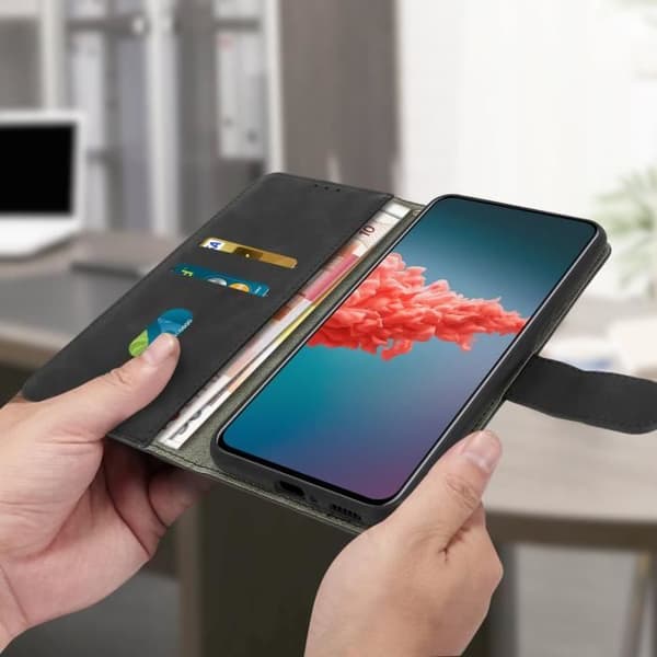 ZTE Axon 20 Soft-touch Case Wallet Video Support Magnetisk lukning Sort