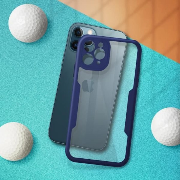 Helcase - AVIZAR - iPhone 12 Pro - Bag i plexiglas - Foran i polymer - Forstærkede hjørner Midnattsblå