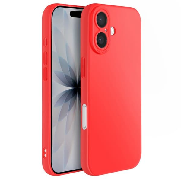 Siliconfodral för iPhone 17 med förstärkt kamerablock i röd Röd