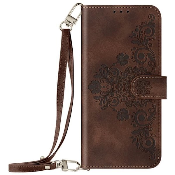 Flowers Case til Xiaomi Redmi Note 13 4G Wallet Video Support Mørkebrun