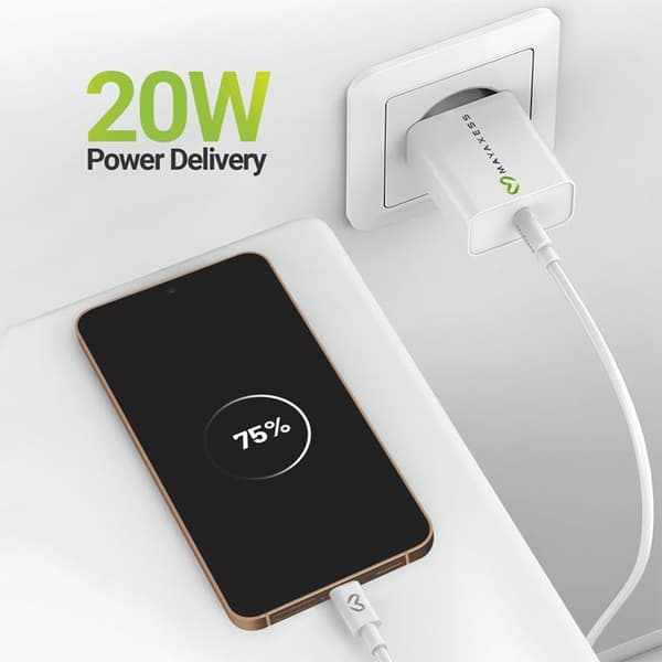 Lader til Galaxy S24 20W + USB-C kabel 1m Mayaxess Hvid Vit