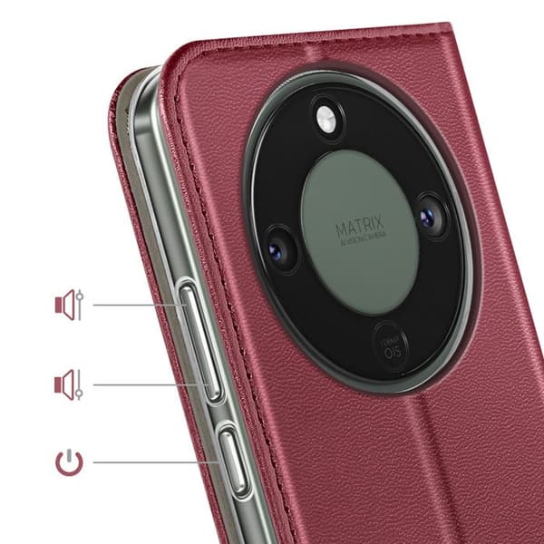 Folio-etui til Honor Magic 8 Lite med kortlomme og videostøtte i Bordeaux Röd