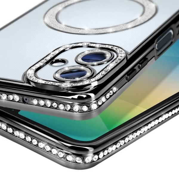 Coque Diamant pour Samsung Galaxy A06 MagSafe Contour Strass Noir Svart