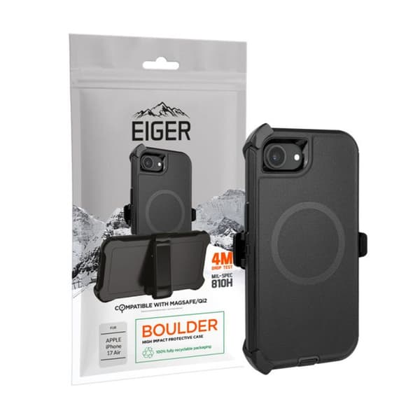 MagSafe-cover til iPhone 16 med bælteklips og forstærkede hjørner, Eiger Sort Svart