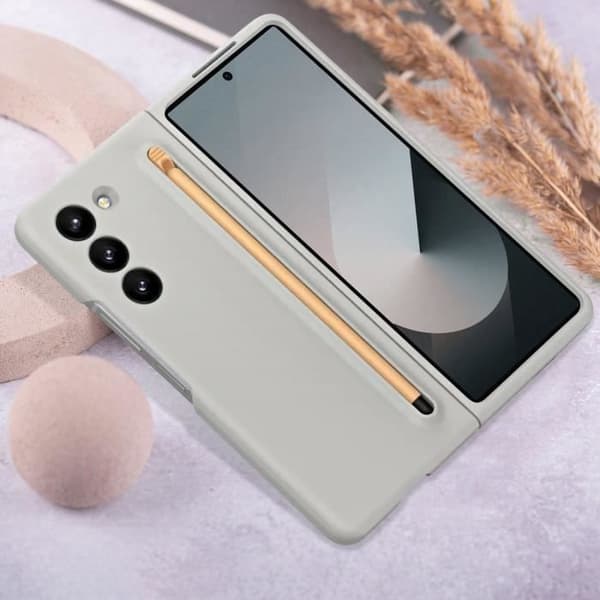 Cover - ADVISE - Galaxy Z Fold 6 - Soft Touch - Stylus Inkluderet - Lys Grå Grå