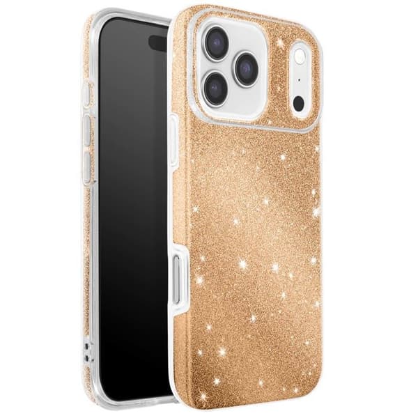 Cover - UNDERRETTE - iPhone 17 Pro Max - Bi-Materiale - Glitrende Guld - Elegant Beskyttelse Gul