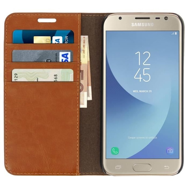 Housse folio - Samsung - Galaxy J5 2017 - Ægte læder - Fuld beskyttelse - Kamelfarvet Kamel