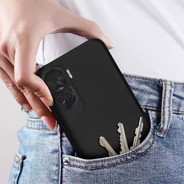 Taske til Honor 90 Lite - AVIZAR - Fast Cover - Semi-stiv - Soft-touch - Sort Svart