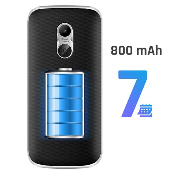 Mobiltelefon med tangenter 4G Dubbel SIM SOS-knapp 800 mAh batteri myPhone Svart