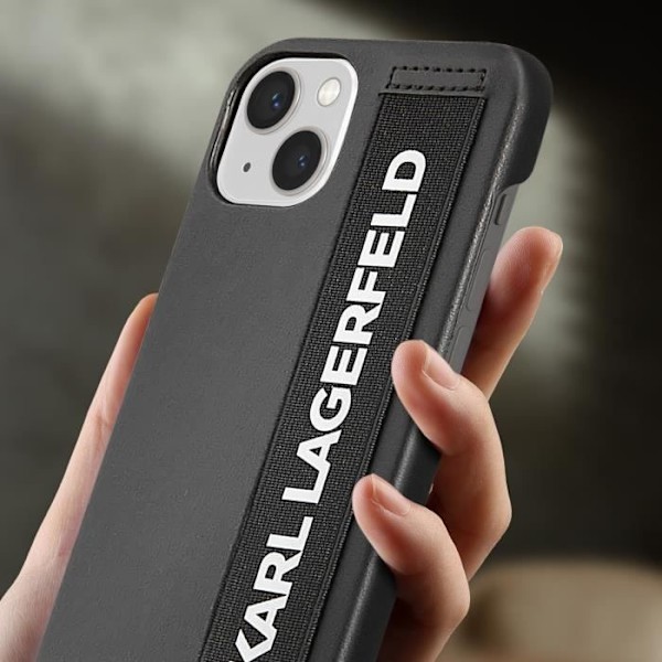 Cover til iPhone 13 Stødsikker med elastisk strop Karl Lagerfeld Sort Svart