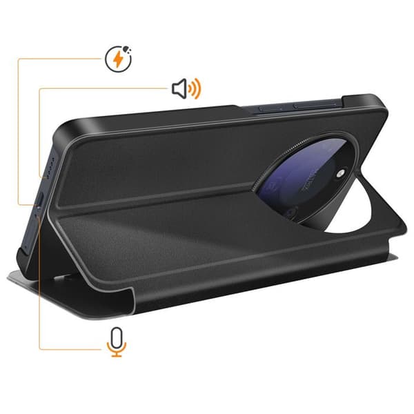 Flip Cover til Honor Magic 8 Lite Bi-Materiale Design med Støttefunktion Sort Svart