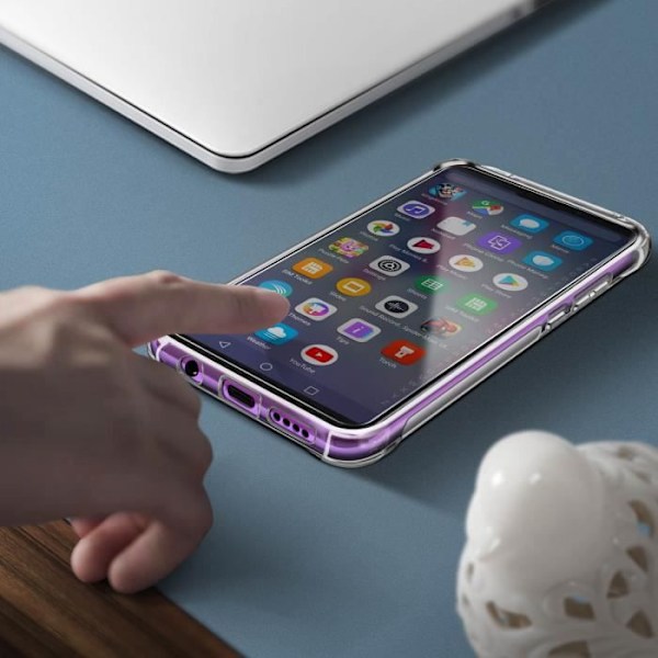 Skyddspaket - AVIZAR - Galaxy S9 Plus - Mjuk Skal - Härdat Glas Film 9H - 360° Skydd Klar vit