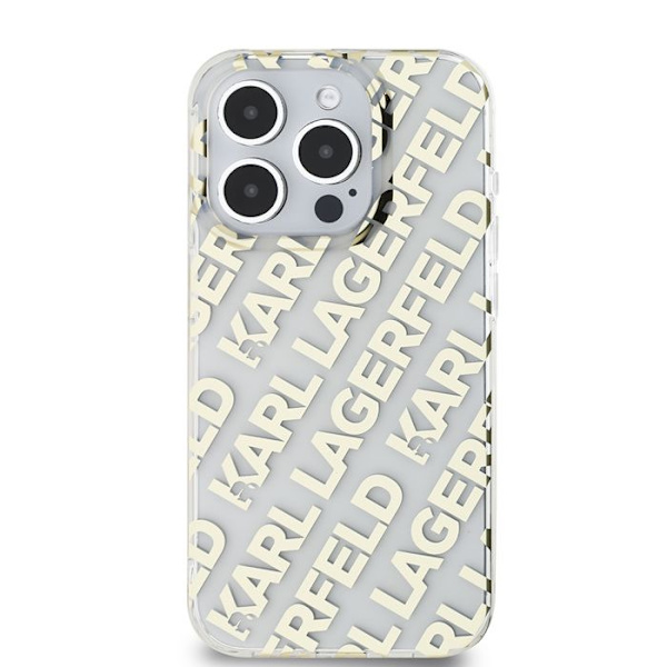 iPhone 15 Pro Fodral - Karl Lagerfeld IML Luxury (KLHCHCP15LHKKFOEMD) - Guld Fullover Logotyp