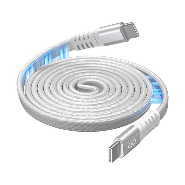USB-C-kabel - FORCE POWER - Strøm 60W 3A - Forstærket flad 1.2m - Vævet nylon - Magnetisk opbevaring