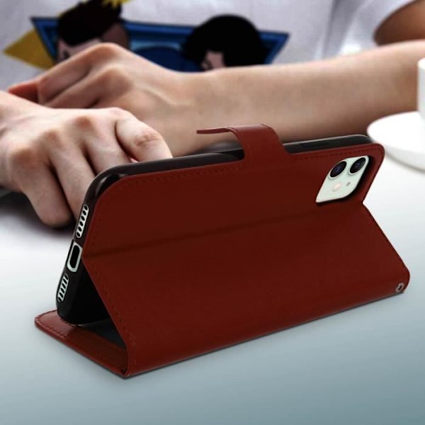 iPhone 11 Cover - AVIZAR - Vintage - Brun Læder - Video Støtte - Magnetisk Beskyttelse kastanj