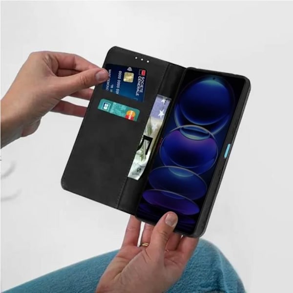 Fodral till Xiaomi Redmi Note 12 Pro 5G - AVIZAR - Magnetisk korthållare Flip - Svart Svart