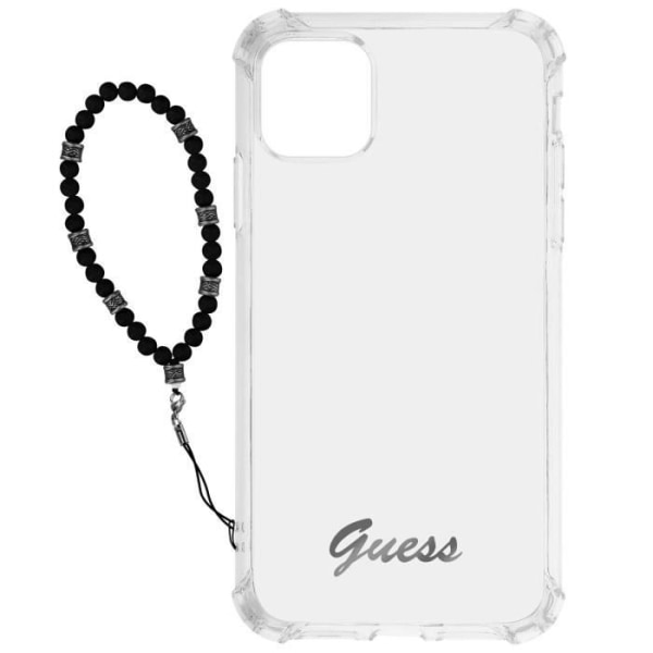 Suojakuori - Guess - iPhone 12/12 Pro - Iskunkestävä - Läpinäkyvä - Musta helmihihna Transparent, svart