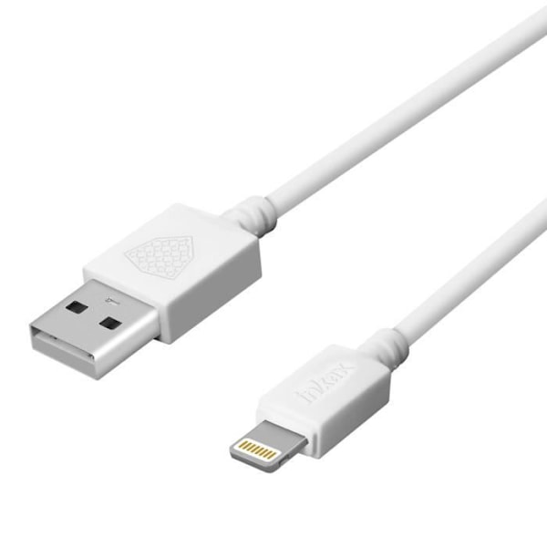 C Lightning-kabel - Inkax - 3m - Snabbladdning 2.1A - Synchronisering - USB Vit