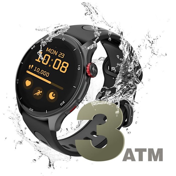 Sports Smartwatch med Sundhedsovervågning Bluetooth Opkald Vandtæt 30m myPhone Sort Svart