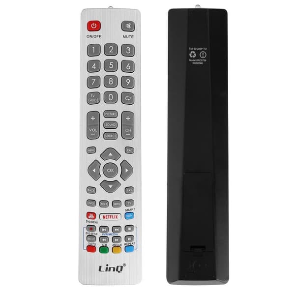 Universell fjärrkontroll för Sharp TV Fullständiga knappar Räckvidd 8m LinQ Vit