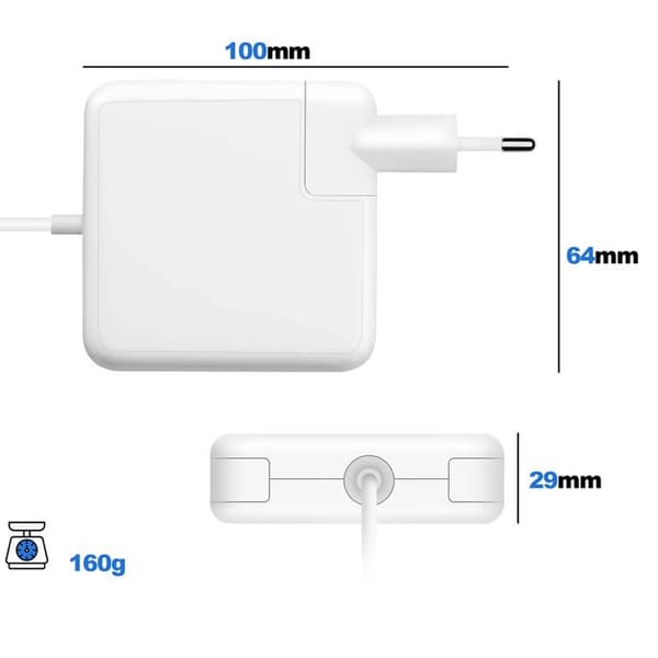 Lader til MacBook 13" A1237 / A1304 2008-2009 MagSafe 1 - 45W Hvid Vit