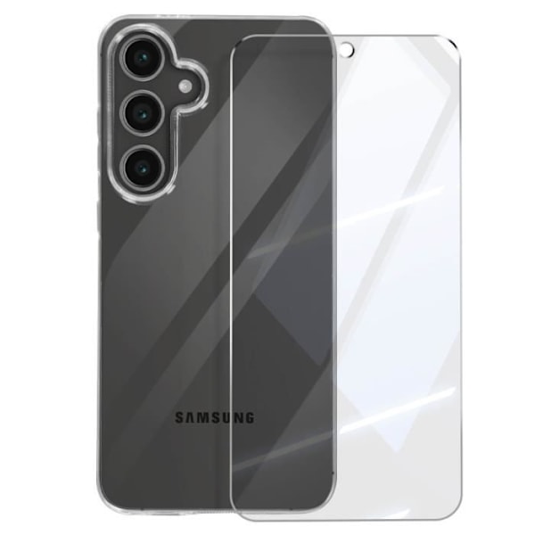 Siliconfodral för Samsung Galaxy S24 FE med stöttålig härdat glas 3mk Transparent Transparent