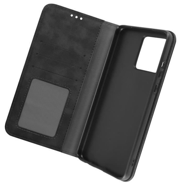 Kotelo Motorola Moto G84 Wallet Checkerboard Pattern Geo Collection mustalle Svart