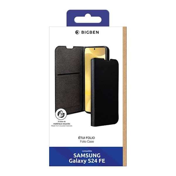 Étui Folio Wallet - BIGBEN - Galaxy S24 FE - Svart - Fällbart Stöd - Helt Skydd Svart