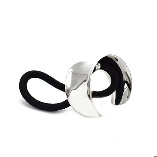 Hår elastik - AVIZAR - Ring manchet - Spejl effekt - Farve sølv sort - Rent design Svart