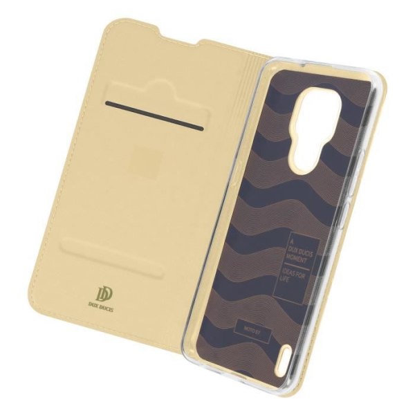 Motorola Moto E7 Case Kortholder Support Funktion Dux Ducis Guld Gul