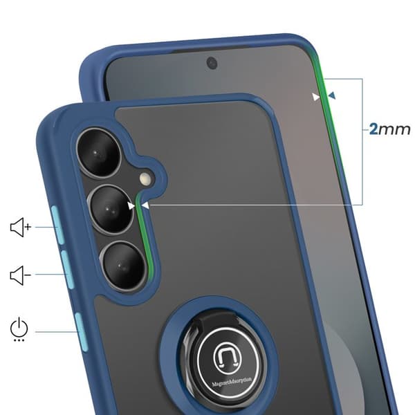 Skyddsfodral för Galaxy S25 FE Bi-material med magnetisk ring Stöd Blå natt Blå