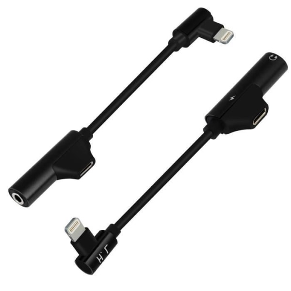 Audio- og opladeradapter - HL-092 - Sort - Lightning - Jack 3,5mm - Vinklet