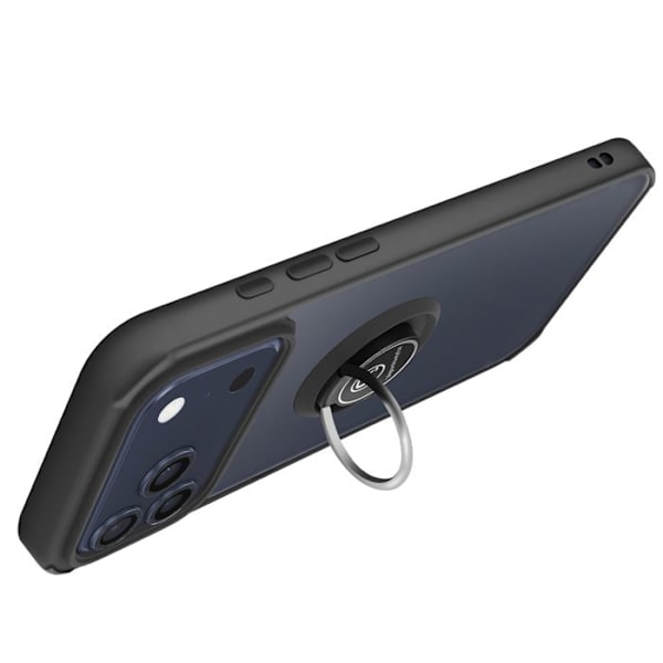 Coque Ring - AVIZAR - iPhone 17 Pro Max - Sort - 360° roterende ring - Magnetisk fastgørelse Svart