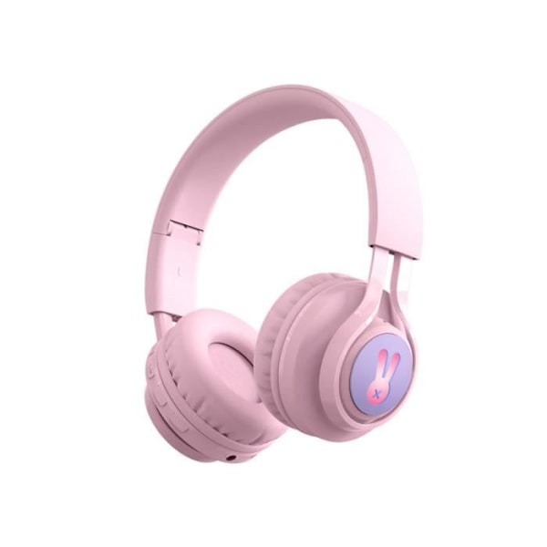 Bluetooth 5.0 lydhøretelefoner med LED-baggrundsbelysning RabbiX TechKidz Model Pink Rosa