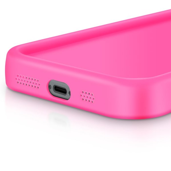 iPhone 15 Kuori Silikoni Pehmeä Kosketus Korotetut Reunat Fuksia Rosa