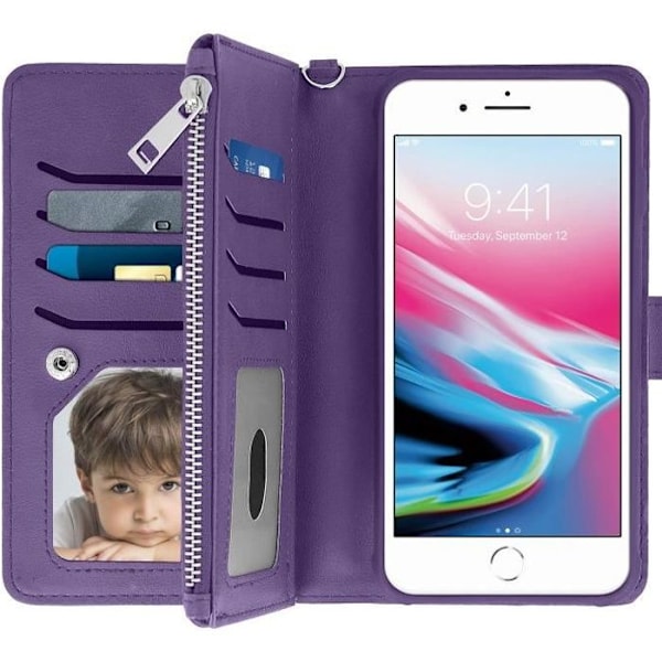 Étui Portefeuille - AVIZAR - iPhone 6/6S/7/8 Plus - Violette - Hård Skal - Dobbelt Klap lila