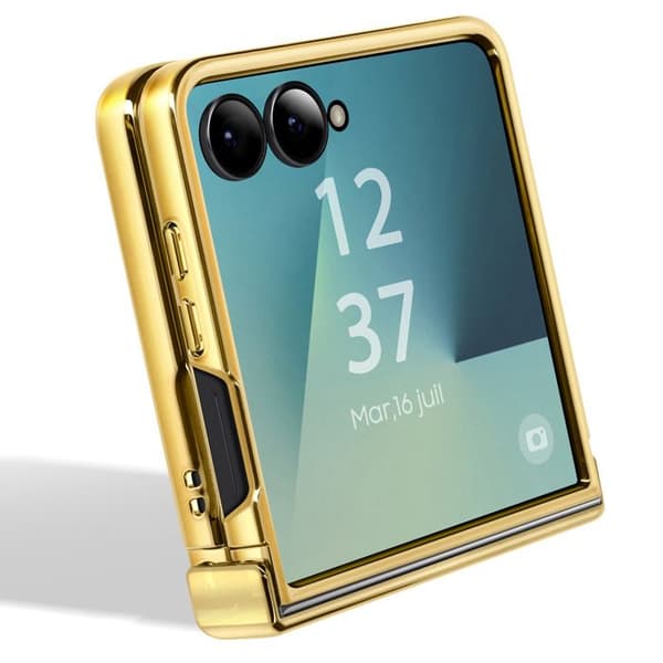Fodral för Galaxy Z Flip 7 Kromad med Guld Hinge Skydd Gul