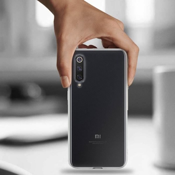 Skyddsfodral - AVIZAR - Xiaomi Mi 9 SE - Mjuk Silikon - Härdat Glas 9H - Transparent Vit Klar vit