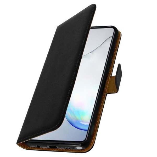 Hölster - AVIZAR - Galaxy Note 10 Lite - Äkta Läder - Videostöd - 2 Kortfickor Svart