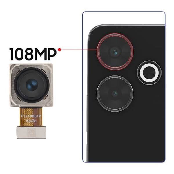 Bakhålskamera för Xiaomi Redmi 13 och Poco M6 108MP Relife Svart Svart