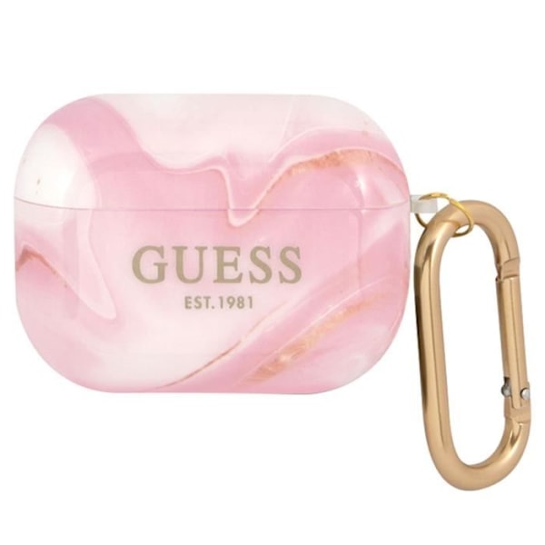 Coque för AirPods Pro Marmor Silikon Hård med Karbinhake Guess Rosa Rosa